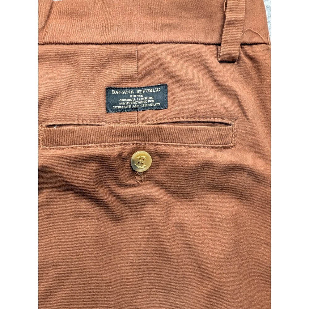 Banana Republic Aiden Chino Men's Casual Pants 31-30 Brown Slim Straight - Picture 8 of 8